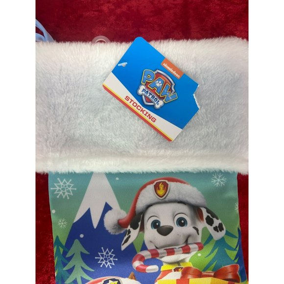 Paw Patrol Nickelodeon LIght Blue White Trim Christmas Stocking - Picture 3 of 5